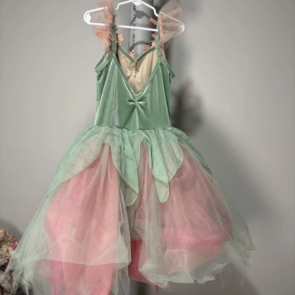 Weissman Flower Fairy Ballet Costume Pink Mint Green Child Sz Medium Tutu 13511